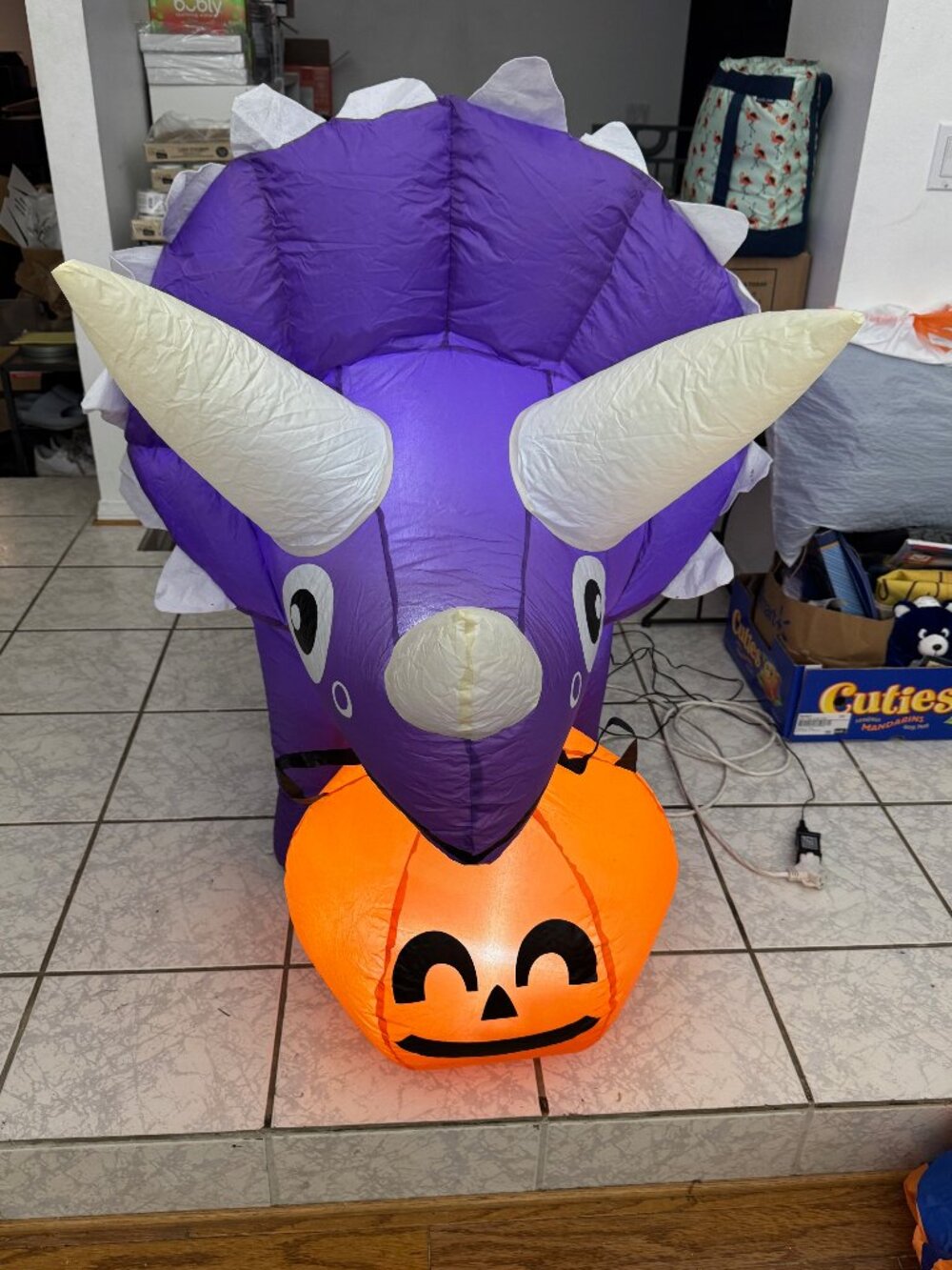 5ft Long GOOSH Halloween Inflatable Purple Triceratops Dinosaur
